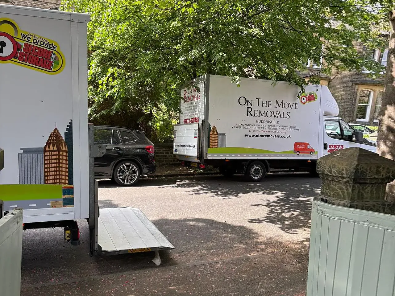 On The Move Removals vans on location ready for a Huddersfield to Manchester move